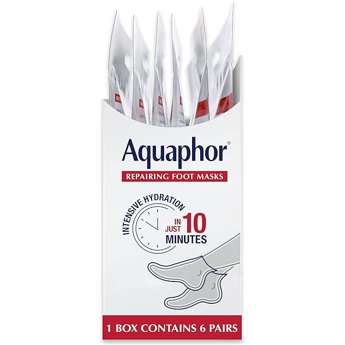 Aquaphor Advanced Therapy Repairing Foot Masks, 6 Masks x 0.7 FL OZ