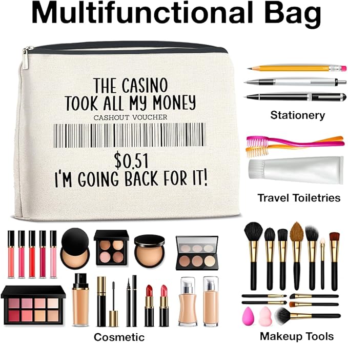 UPNEGE Funny Gambling Gifts Casino Lovers Makeup Bag for Gambler