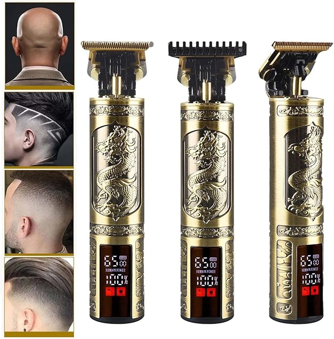 Hilandkom Hair Clippers for Mens Cordless Hair Trimmer T-Blade Trimmer Professional Haircut & Grooming Kit Rechargeable Edgers Clippers Hair Trimmer Shaver Cutting Kit with LCD Display (Led-Dragon)