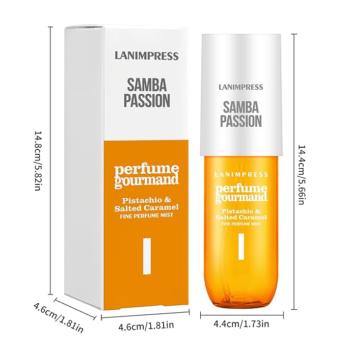 LANIMPRESS 3 FL OZ Hair and Body Fragrance Mist, Eau De Parfum for Women,Irresistible Sunshine Perfume No.1, Gourmand Floral Scent– With Notes of Pistachio, Caramel Vanilla,Travel Size Body Spray