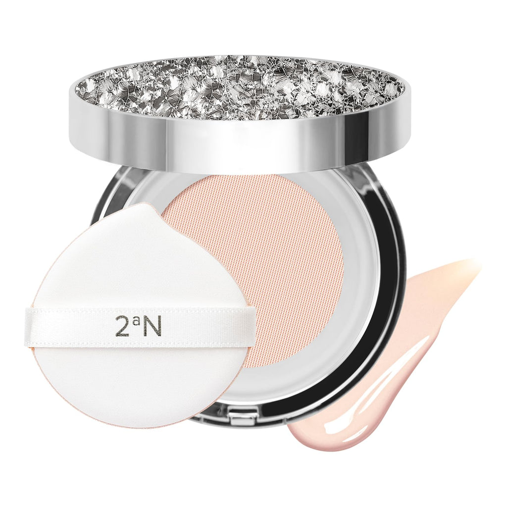 2aN Gleaming Tension Cushion Foundation Pact #29 Caramel Beige, Korean Cushion Foundation Makeup, Lightweight & Buildable Coverage with Ceramides and Centella Asiatica (0.45 oz)