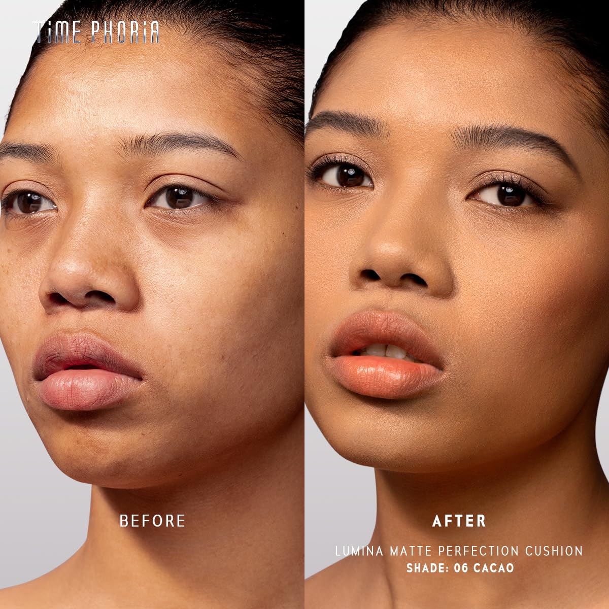 TIMEPHORIA Timeless Lumina Matte Cover Cushion Foundation -06 Cacao, Full Coverage Air Cushion, Lightweight & Natural Flawless Matte Finish, 12H Oil Control, Long-Lasting, Waterproof, Sweatproof
