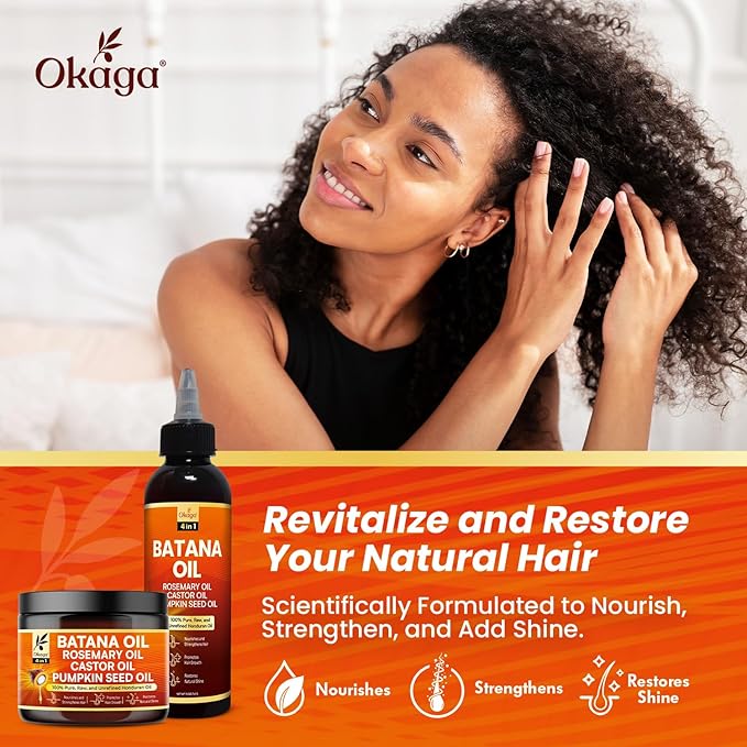 Batana Oil and Cream for Hair Growth Bundle, Rosemary & Castor, All Hair