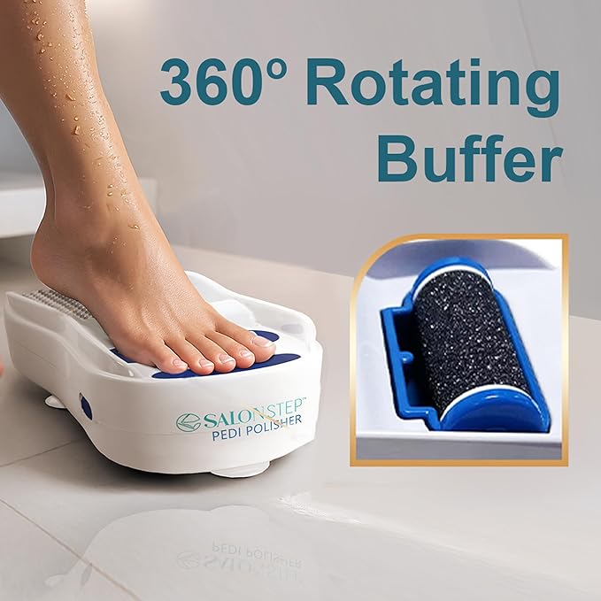Salon Step Pedi Polisher, Waterproof 360 Foot Buffer with Suction Base Tool