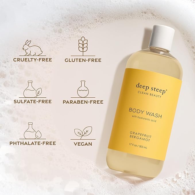 Deep Steep Lavender Vanilla Body Wash, Hydrating Shower Gel with Hyaluronic Acid & Shea Butter for Sensitive Skin, Bodywash for Women & Men, 17 Fl Oz, 1-Pack