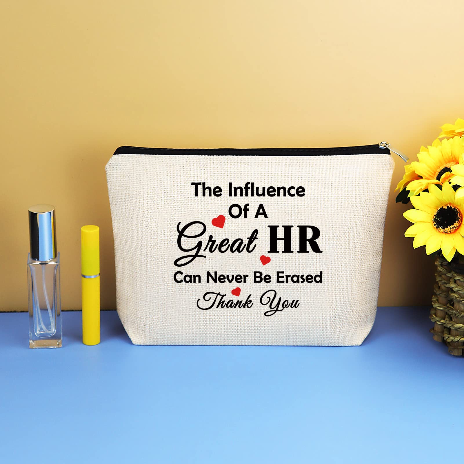 HR Appreciation Makeup Bag - Thank You Gift for Human Resources Director, Manager, Coworker - Travel Cosmetic Bag for Christmas, Birthday, Thanksgiving, Retirement