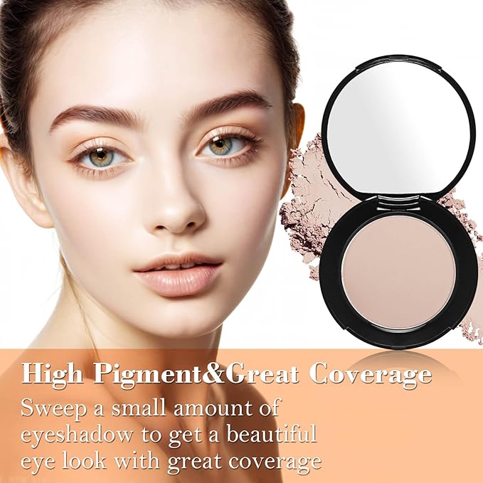 MEICOLY Beige Brown Eyeshadow with Mirror,Matte Eye Shadow Palette,Pressed Powder Single Eyeshadow for Women and Girls,Eye Makeup Eyelid Color,High Pigment,Long Wearing,Waterproof