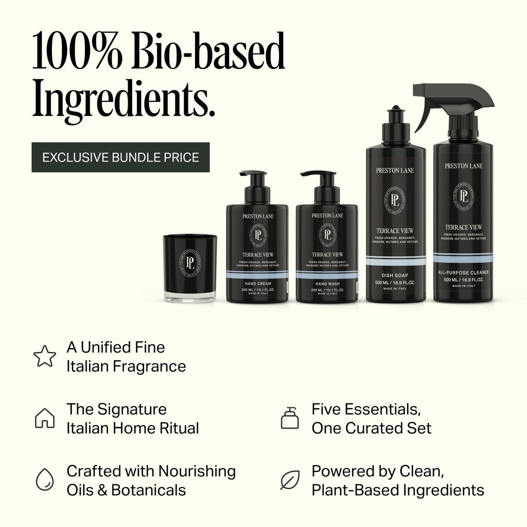 Preston Lane Hand Soap, Dish Soap, Candle & Cleaner Spray Set, Terrace View