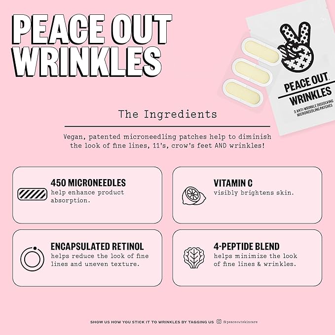 PEACE OUT Microneedling Wrinkle Peptide Patches with Retinol (6 count)