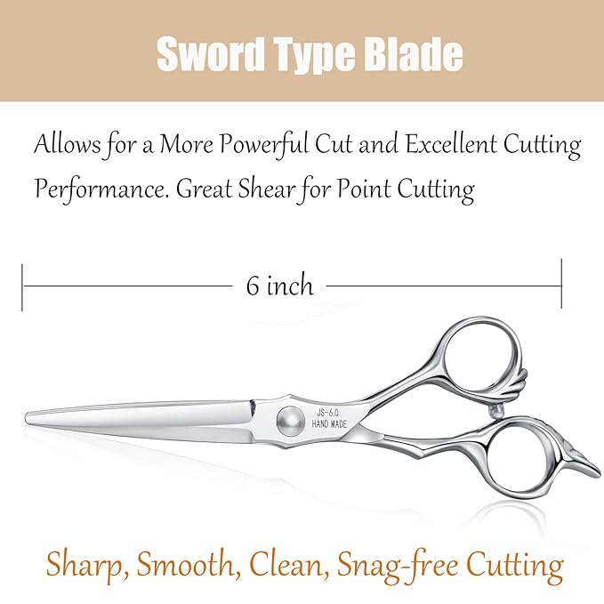 JASON Hair Cutting Scissors Shears - 6" Professional Haircut Trimming Sharp