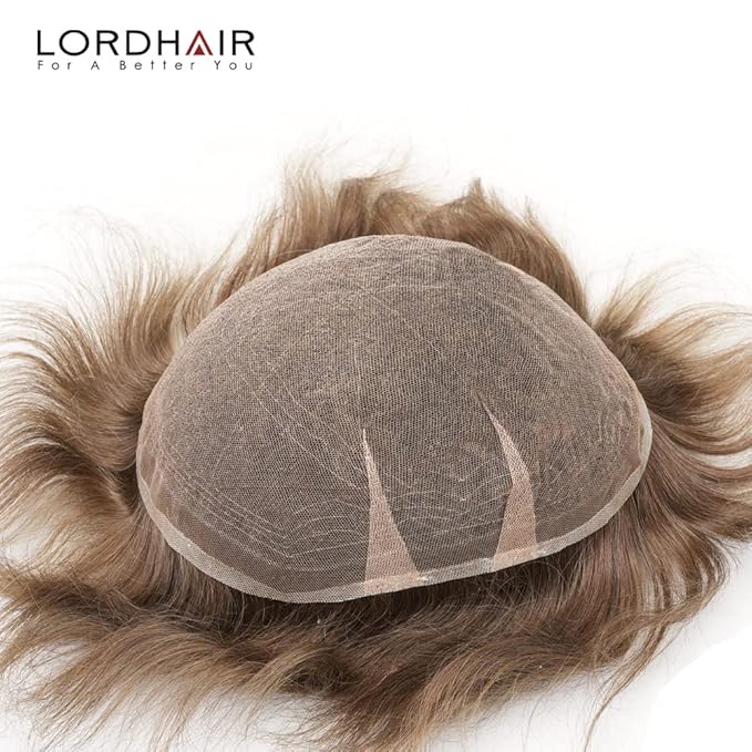 Lordhair Hair System for Men Real Human Hair Full French Lace Mens Hair System Size 8x10 inches Mens Toupee #7