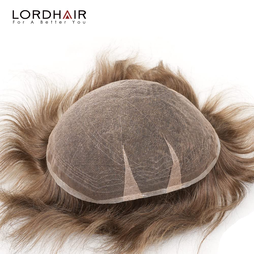 Lordhair Hair System for Men Real Human Hair Full French Lace Mens Hair System Size 8x10 inches Mens Toupee #7