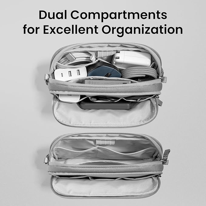 tomtoc Electronic Organizer Travel Case, Dual Compartment Tech Organization