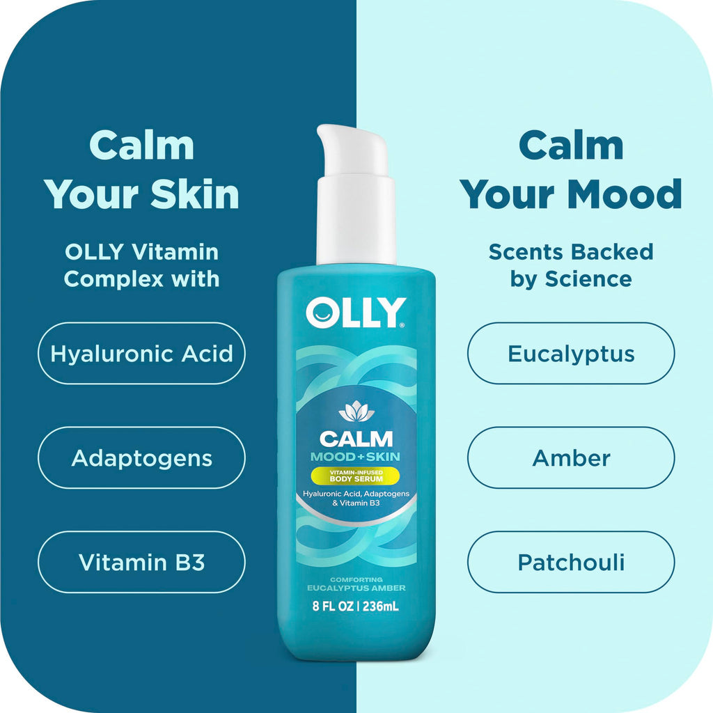 OLLY Calm Body Lotion-Serum Nourishing Cleanser Eucalyptus Amber Scent 8oz