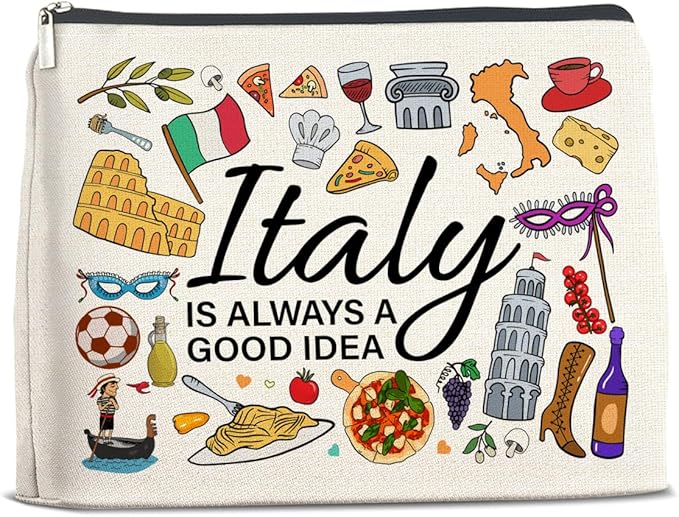 UPNEGE Italy Travel Cosmetic Bag, Multicolor, Waterproof, Zipper Closure, Double-Sided Printing, Rectangular, 9.6"L x 6.7"H, Perfect for Travel and Daily Use