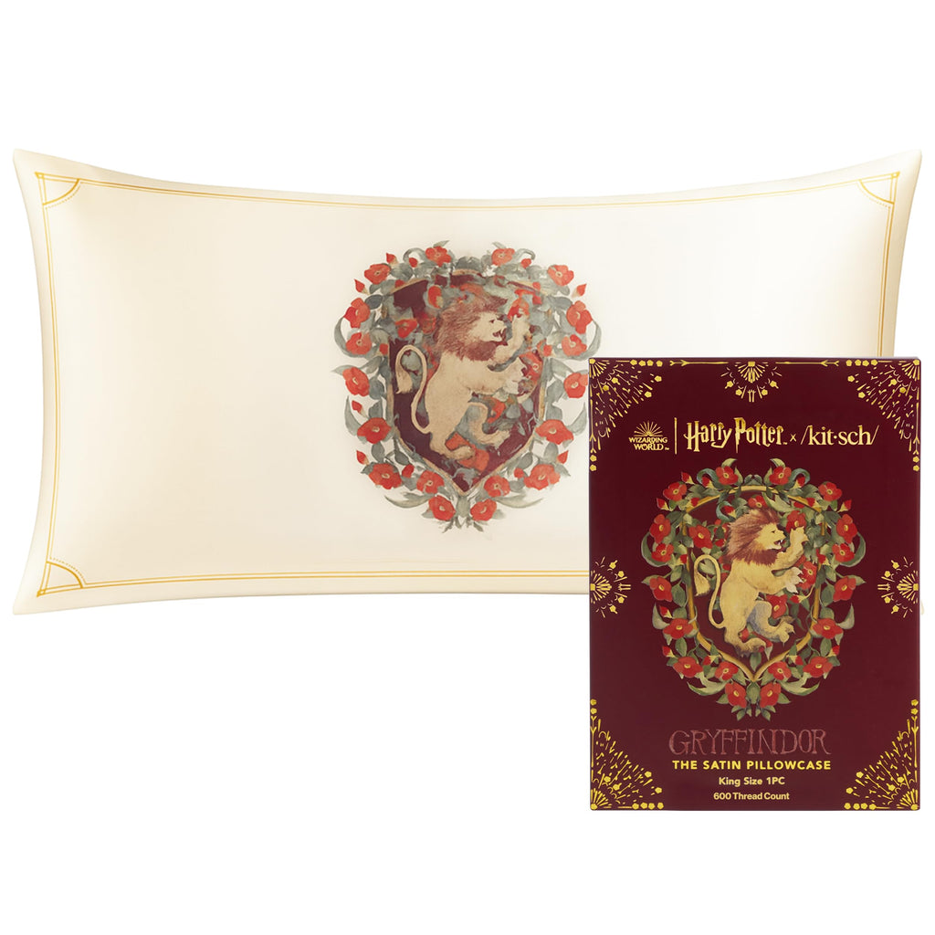 Kitsch & Harry Potter Satin Pillowcase W/Zipper - Size 19x36, Gryffindor