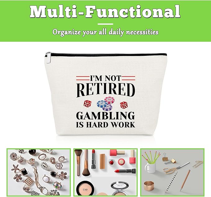 Gevody Gambler Gifts for Women Casino Makeup Bag Casino Lover Gifts Gambler Lover Gift Retirement Gambling Gift Cosmetic Bag for Slot Machine Birthday Christmas Thank You Present Travel Pouch