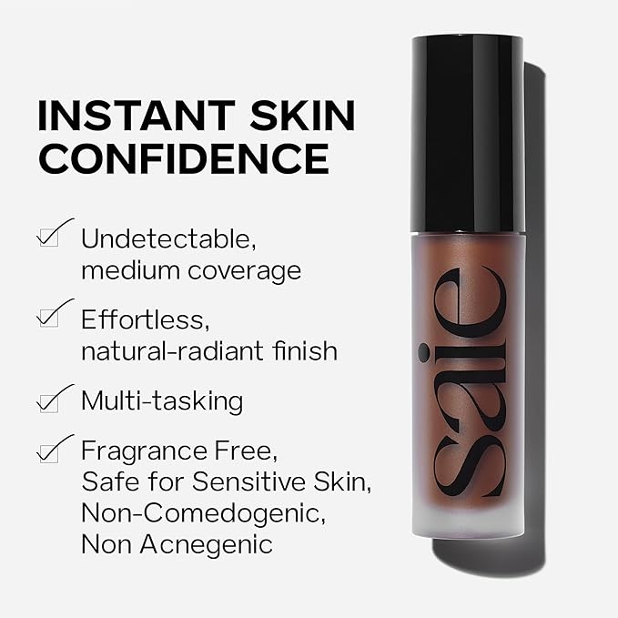 Saie Slip Tint Radiant Cream Concealer & All-Over Face Makeup - Concealer for Dark Circles, Redness & Blemishes - Lightweight Makeup Made with Hydrating Hyaluronic Acid - Shade 4 (0.17 oz)
