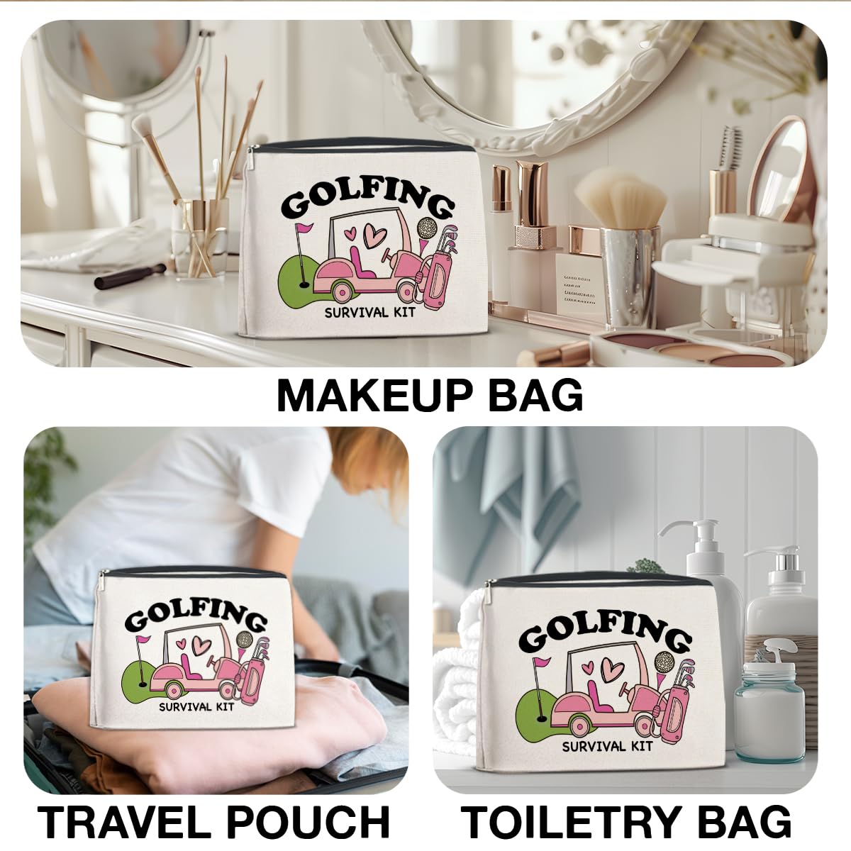 FYDHQSS Golf Gifts Makeup Bag Accessories for Women Golfers Golf Lover