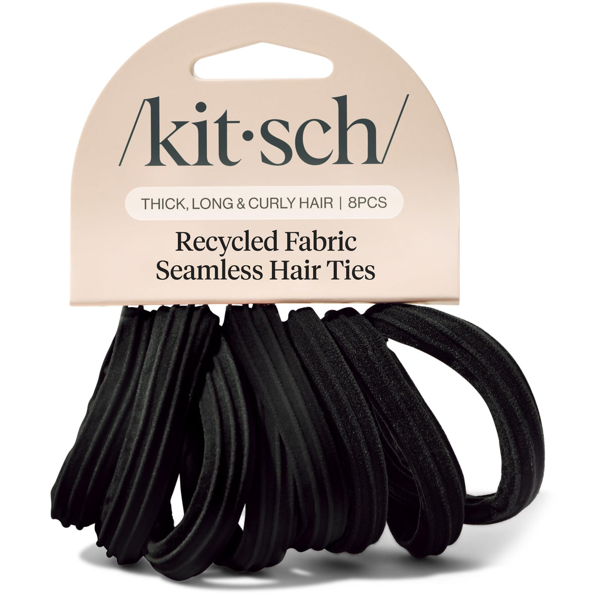 Kitsch Elastic Hair Ties No Damage | Stretchable Hair Bands - Black, 6pcs