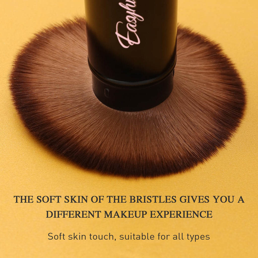 Easyhut Retractable Kabuki Makeup Brushes 2 Pcs Blush Brushes Set Portable Powder Brushes with Flat and Angled Top for Liquid Cream Girls Cosmetics Travel, Large/1.18inch, Rose Gold