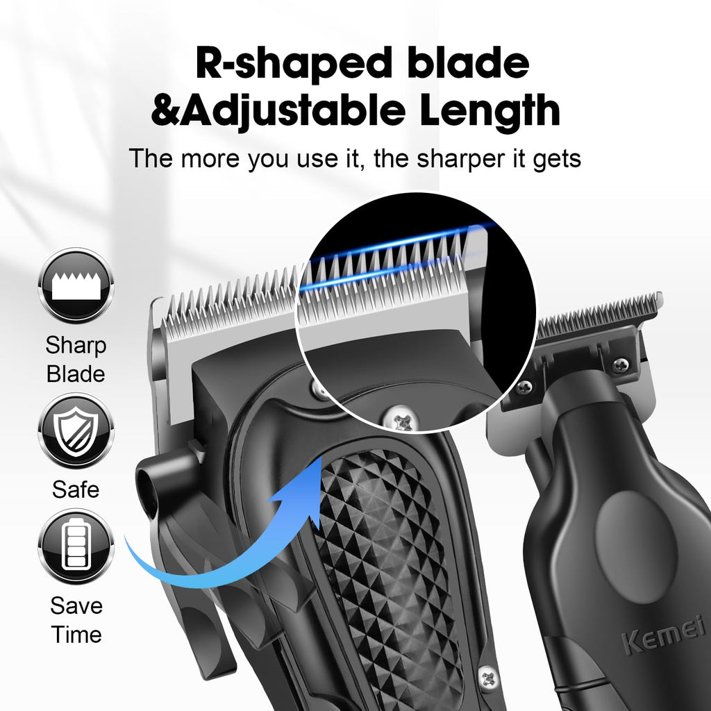 KEMEI Professional Hair Clippers Set for Men, Cordless Rechargeable Barber Clippers & Trimmers Kit, Clippers for Hair Cutting, Gifts for Men
