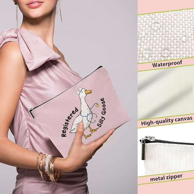 BQXH Nurse Practitioner Gifts Makeup Bag, Funny Goose Cosmetic Bag