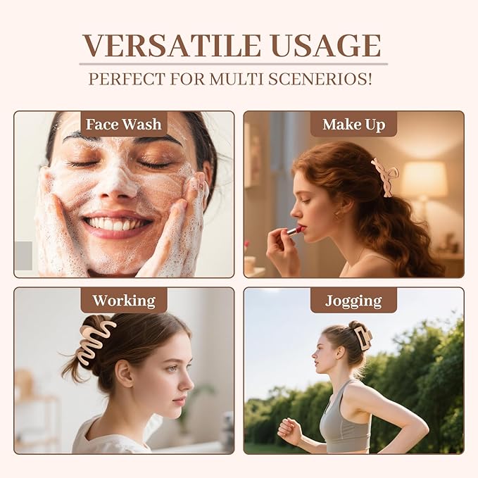 Matte Non-Slip Large Hair Clips for Women 8PCS (4 Beige+4 Black)