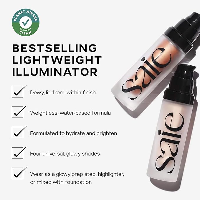 Saie Glowy Super Gel Illuminating Face Makeup Primer, Warmglow (1 oz)