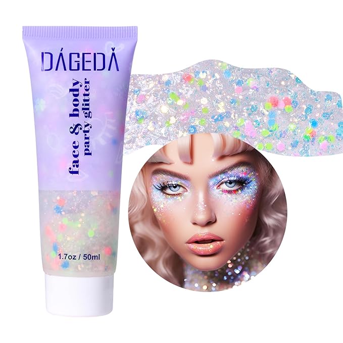 DAGEDA Colorful Body Glitter Gel, Sparkly Hair Face Glitter Makeup Accessories