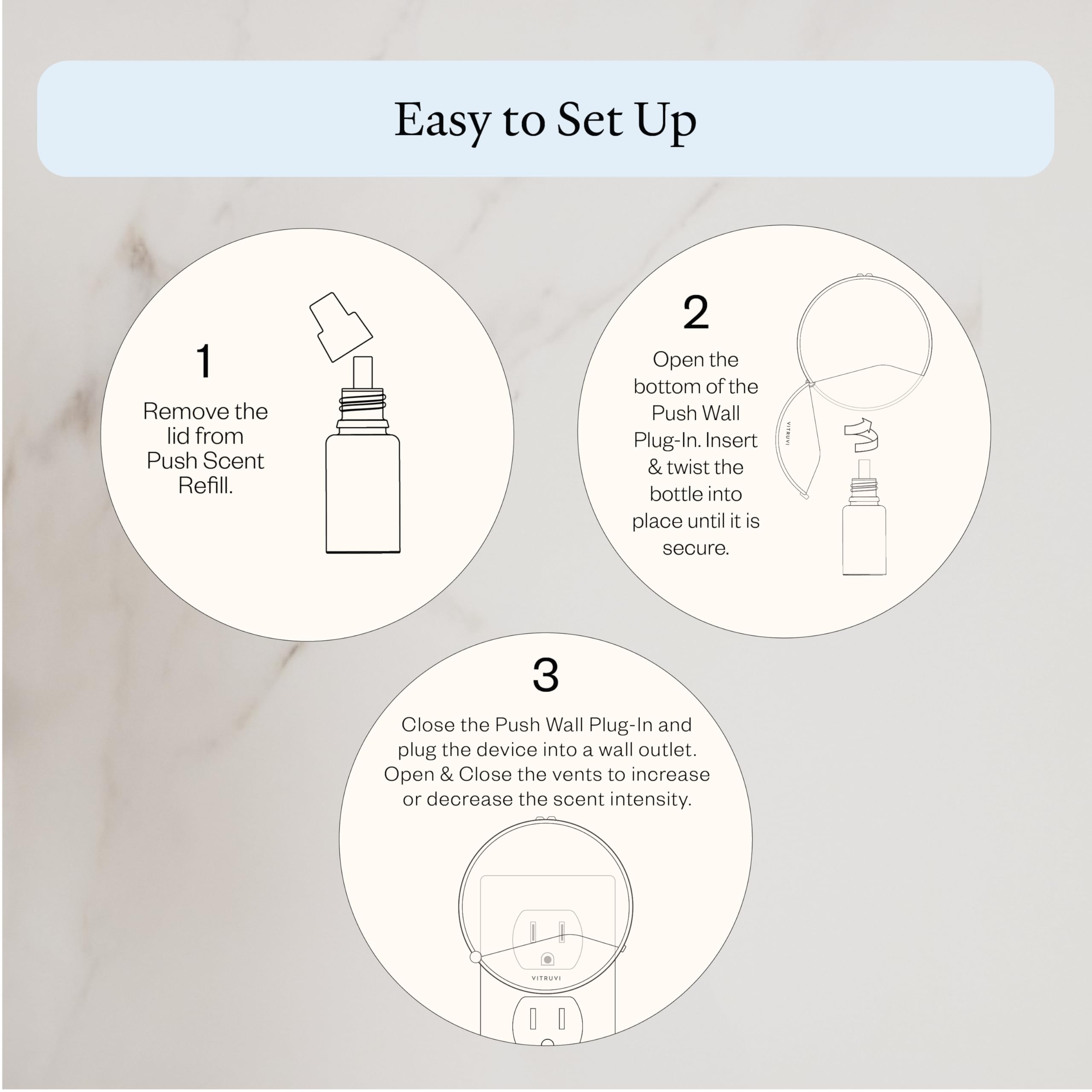 Vitruvi Push Plug-in Wall Diffuser – Starter Kit with Vanilla Mint Refill, Made with Natural Ingredients – Covers 200 Sq Ft – Long-Lasting Scent Up to 500 Hours – White