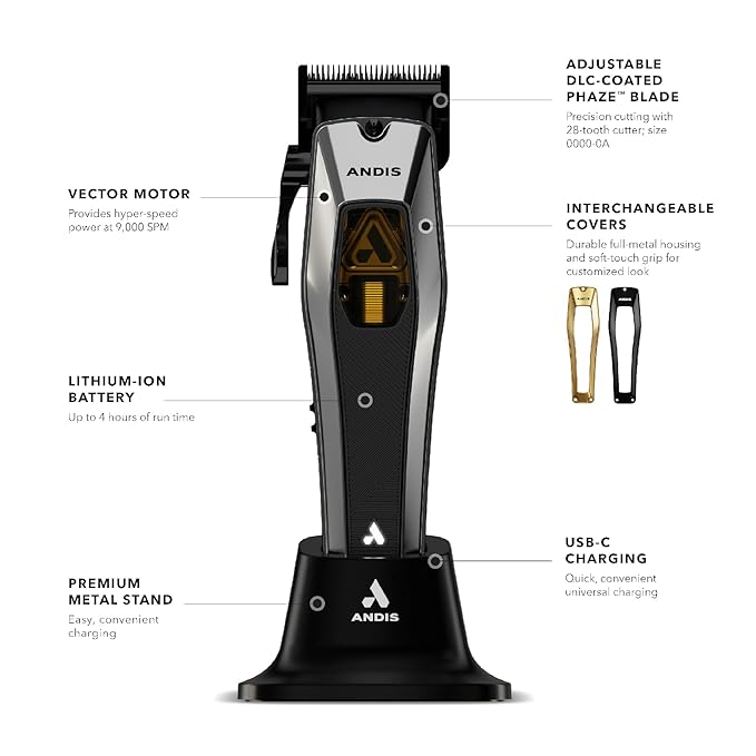 Andis Recon Professional Barber Vector Motor Hair Clipper, Phaze Blade