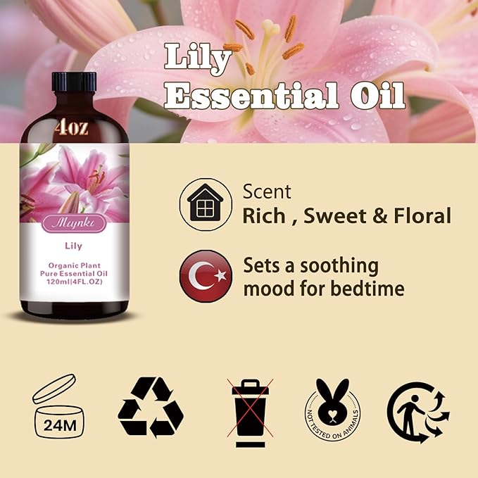 MLYNKL Lily Essential Oil,Lily Oil for Home Diffuser,4 fl oz