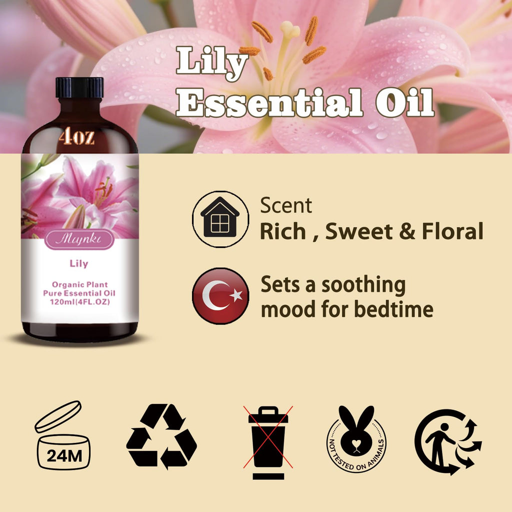 MLYNKL Lily Essential Oil,Lily Oil for Home Diffuser,4 fl oz