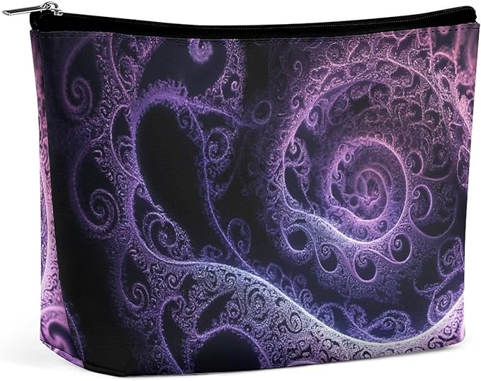 Meaudiwes Fashion Zipper Cosmetic Case, Portable Makeup Case, Personality Toiletry Bag, Trippy Abstract Purple Tie Dye Travel Cosmetic Toiletry Bag