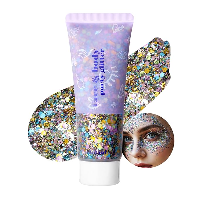 DAGEDA Carnival Body Glitter Gel, Sparkly Hair Face Glitter Makeup