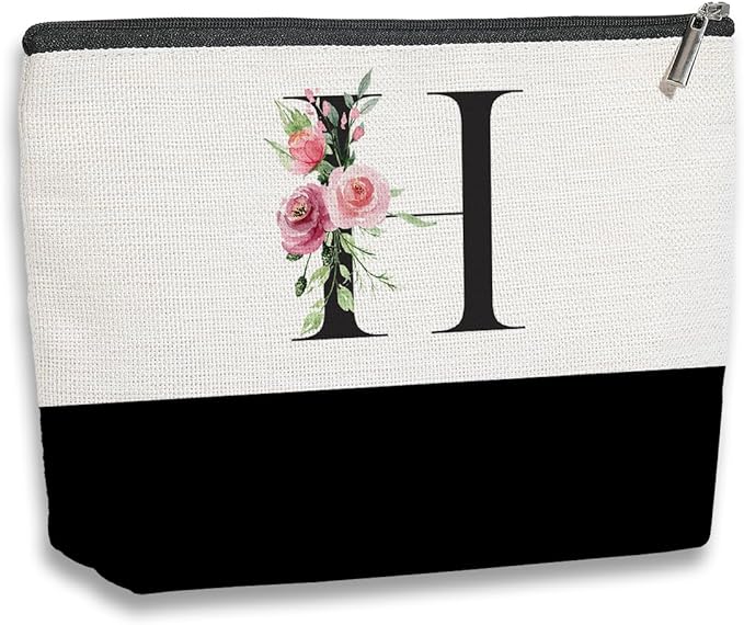 kdxpbpz Initial Makeup Bag, Personalized Gifts for Women, Personalized Makeup Bag, Bridesmaid Gifts, Cosmetic bags for Women (Letter H)
