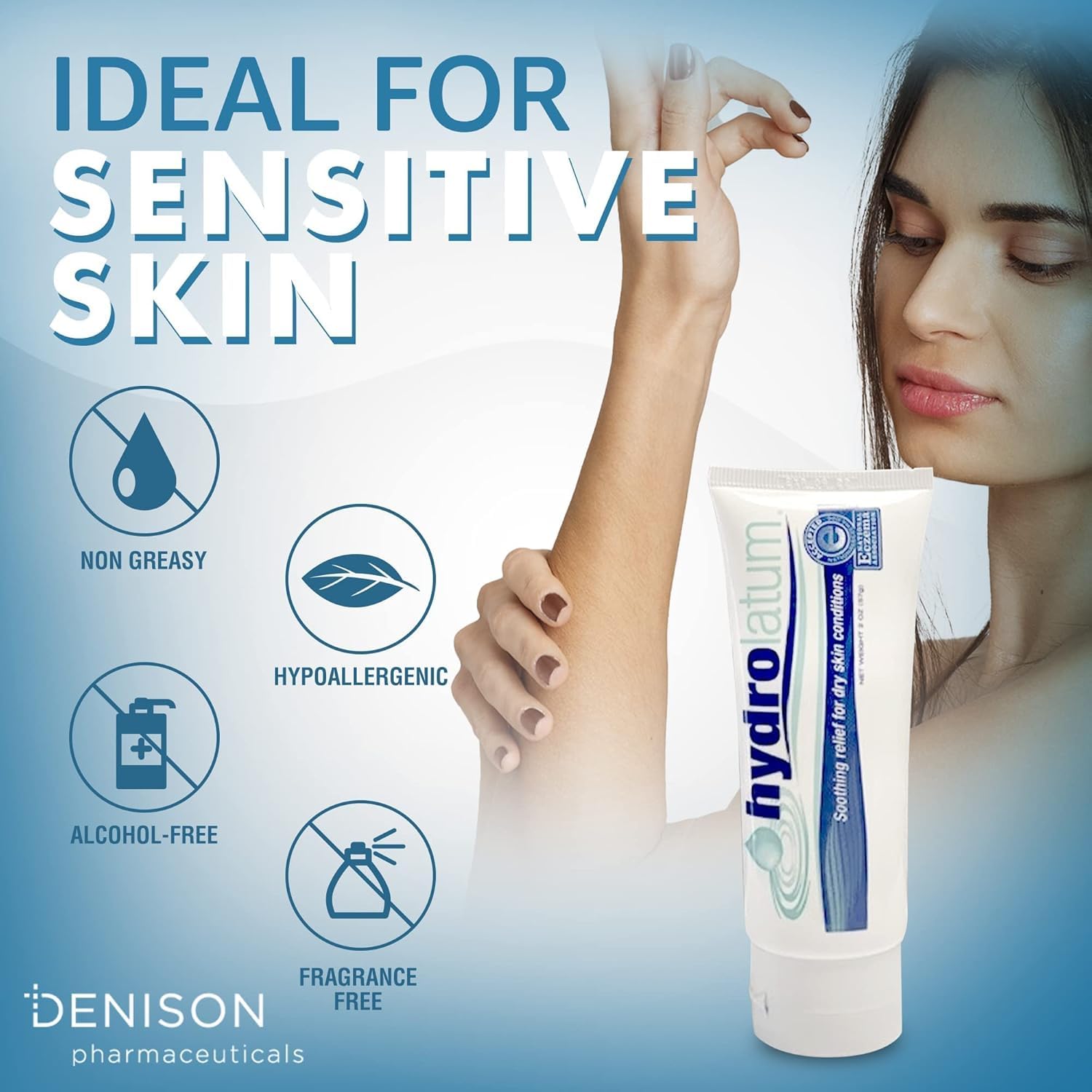 Hydrolatum Dry Skin Cream - Hydrating Moisturizer for Sensitive & Extra Dry, Nourishing Body Lotion for Men & Women - 2oz