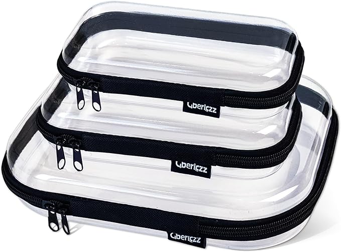 Gberlczz Clear Zipper Pouches for Organizer, Waterproof Hard Clear Zipper Case, Hard Plastic Pouch with Zippered