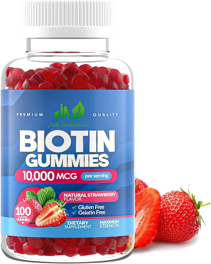 Biotin 10,000mcg Gummies for Hair Growth, Skin & Nails (100 Count)