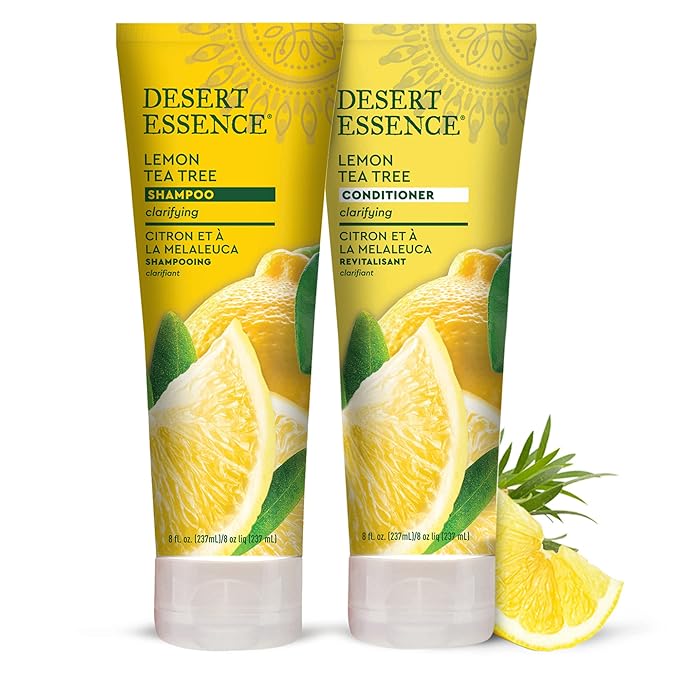 Desert Essence Lemon Tea Tree Clarifying Shampoo for Oily Hair, 8 fl oz