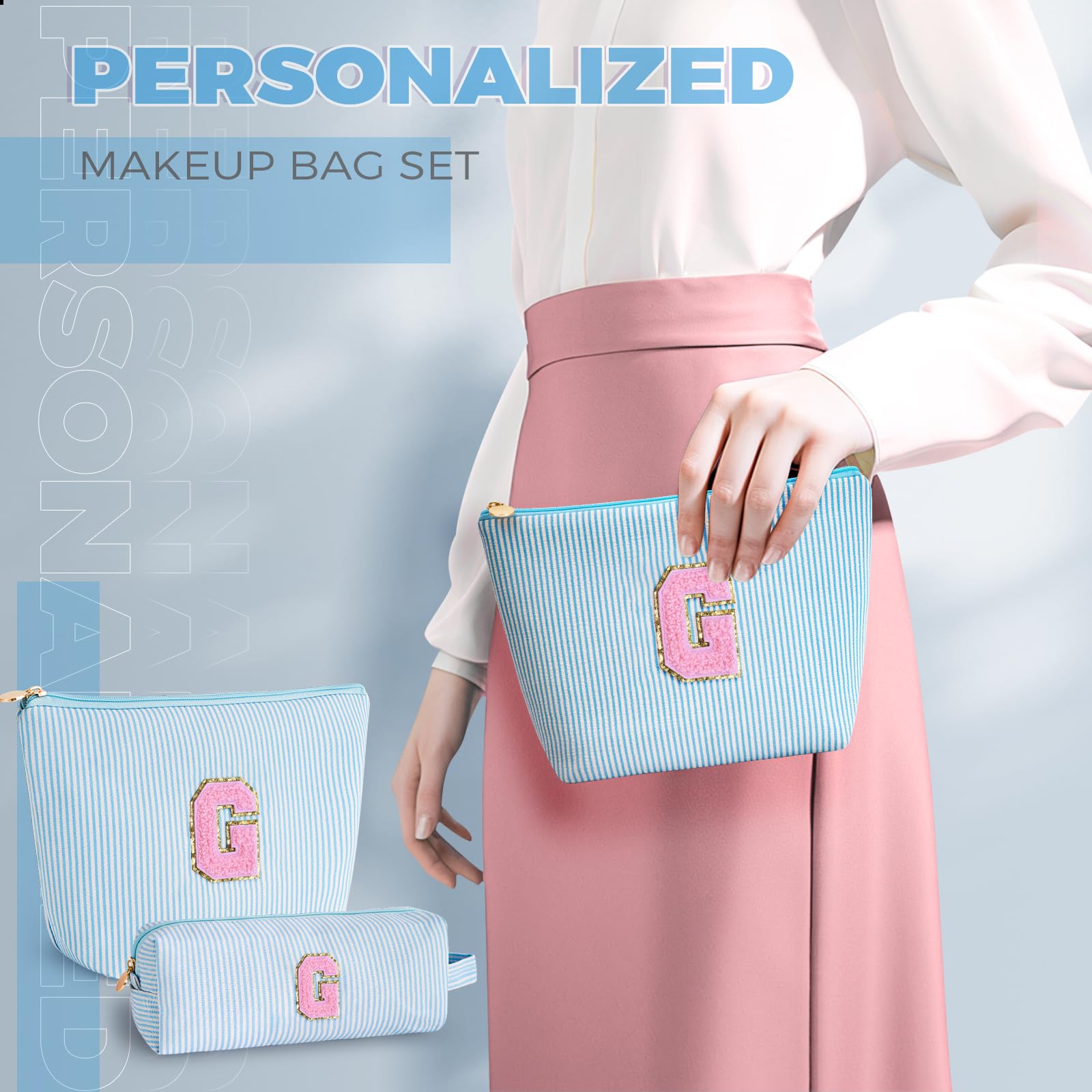 Btffitting Gifts for Teen Girls Women - Birthday Gifts for 10 11 12 13 14 15 16 17 18 Years Old Girl,Makeup Bag Cosmetic Bag,Teacher Gift Trendy Stuff Toiletry Bag - Blue,G