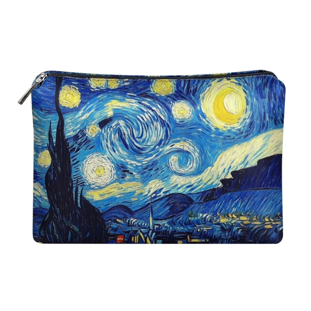 COEQINE Starry Night Makeup Bags for Women Leather Cosmetic Bags for Travel Party Bag Makeup Organizer Bag With Zipper Easy To Clean Fashion Cosmetic Travel Bag Small Cosmetic Wallet for Ladies