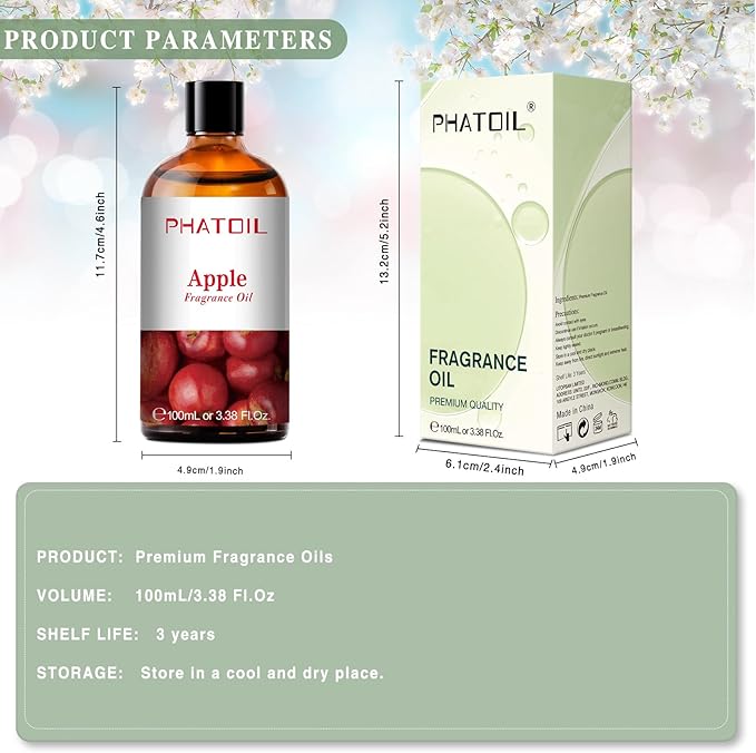 PHATOIL Apple Fragrance Oil for Diffuser Aromatherapy 3.38FL.OZ