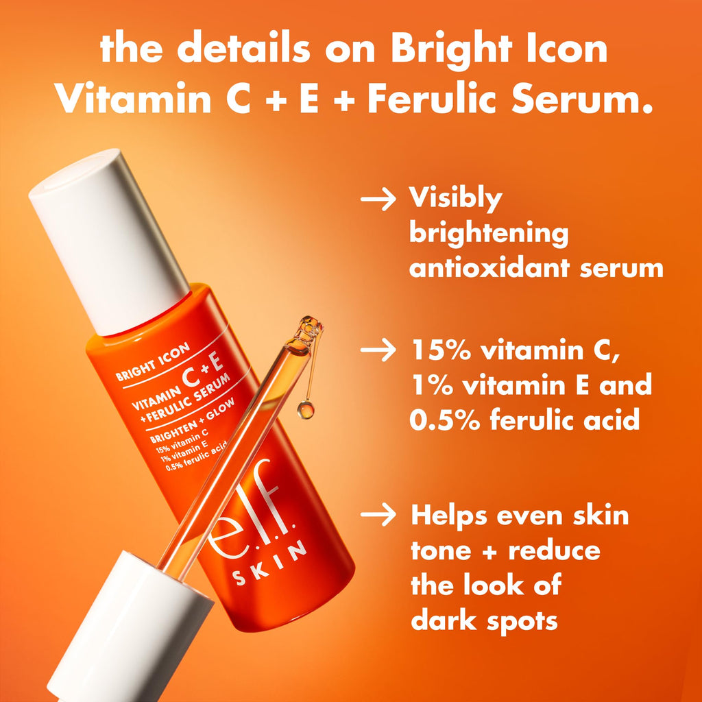 e.l.f. SKIN Bright Icon Vitamin C + E + Ferulic Serum, 1 oz