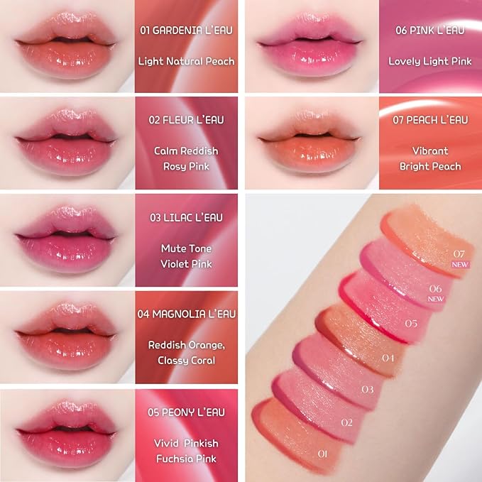 BBIA L’EAU Tint – Glossy & Glow Lip Stain Watery Lip Tint Non-Sticky High Shine Finish Long-lasting Moisturizing Lightweight Natural Daily Use Vegan Korean Makeup (05 PEONY L'EAU - MINI)