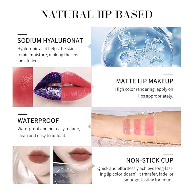 Aseawave 3Pcs Peel Off Lip Liner Lipstick Makeup, Pink Peel Off Lipgloss for Women Magic Lipstick 24 Hours Original Lip Liner Makeup Stain (#D, 1 Count (Pack of 3))