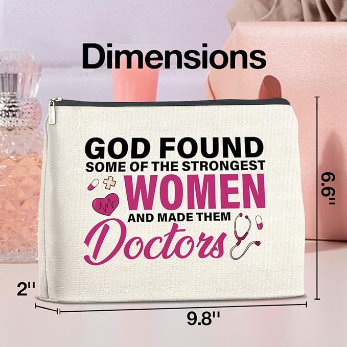 UPNEGE Doctor Gifts Makeup Bag, Thank You Gifts for Doctors, Medical Student Graduation Gift, New Doctor Gifts, God Found Some of the Strongest Women And Made Them Doctors Zipper Makeup Pouch