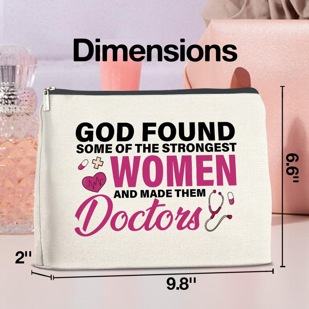 UPNEGE Doctor Gifts Makeup Bag, Thank You Gifts for Doctors, Medical Student Graduation Gift, New Doctor Gifts, God Found Some of the Strongest Women And Made Them Doctors Zipper Makeup Pouch