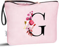 Vavabox A-Z Personalized Makeup Bag, Birthday Gifts for Women Mom, Gifts for Best Friend, Bride Bridesmaid Cosmetic bag (G, 06-Pink)